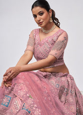 Splendid Looking Pink Colour Wedding Wear Lehenga Choli